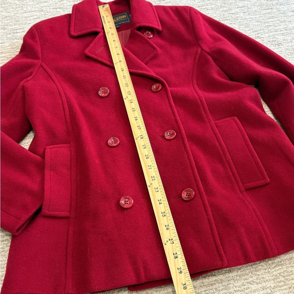 Pendleton 100% Lambswool Red Double Breasted Peac… - image 8